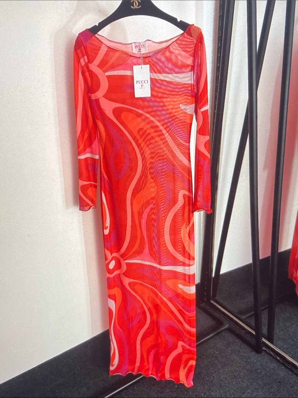 Emilio Pucci Red and Pink Swirl Maxi Dress